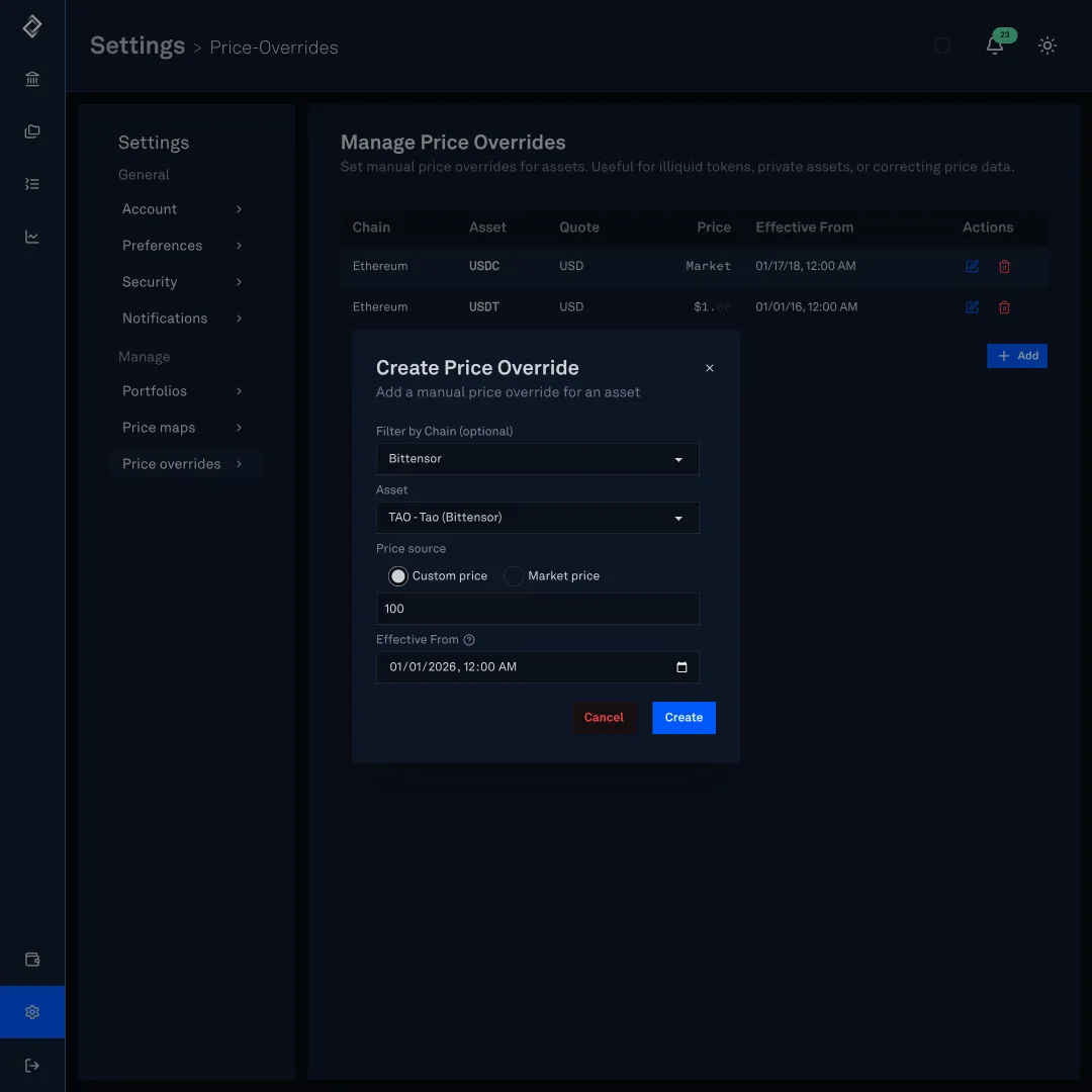 Custom price configuration